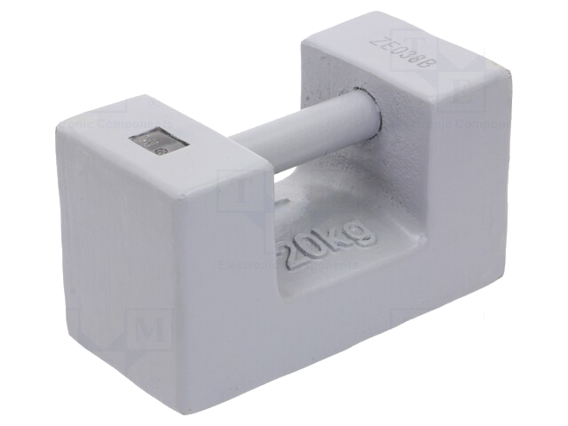 Kalibratiegewicht; 20kg; Klasse: OIML M1; ruwijzer; rechthoekig Kalibratiegewicht; 20kg; Klasse: OIML M1; ruwijzer; rechthoekig